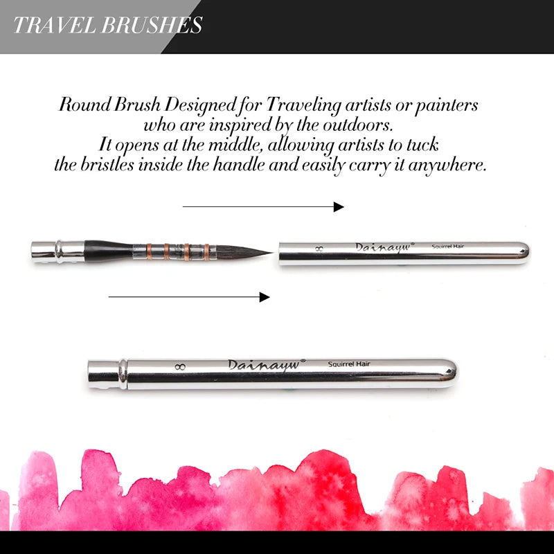 Travel Watercolor Paint Brushes 6 Pcs